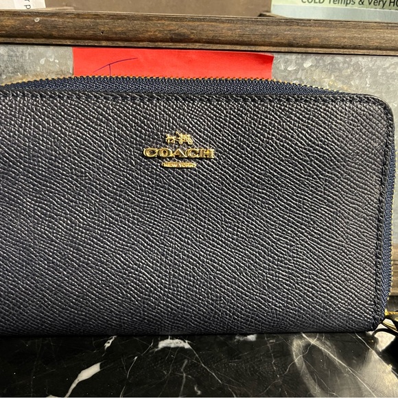 Navy Blue Coach Wristlet with Phone Pocket - Picture 2 of 5
